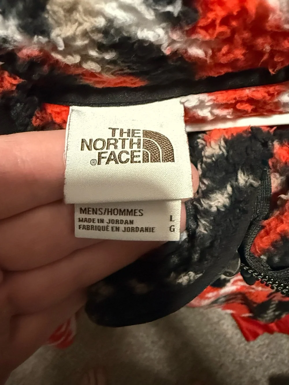 The North Face Red Black Cream Patterned Sherpa Half-Zip Pullover